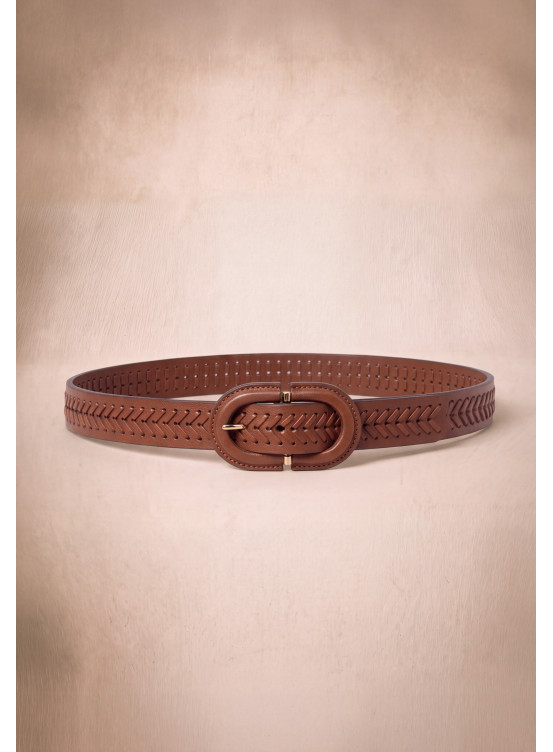 CEINTURE CUIR - MEMISSA - COGNAC